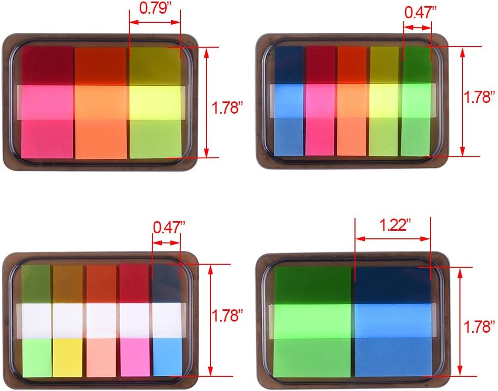 AUSTOR 1160 Pieces Page Marker Pop-up Page Flags Colorful Index Tabs Sticky Notes Tabs with Box, 15 Sets 4 Sizes : Office Products
