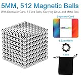 512 Pcs 5 mm Magnetic Fidget Blocks Extra 8Pcs, Separator Card, Travel Pouch Metal Gift Box