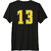 Yellow Number 13 Team Junior Sports Numbered Uniform Premium Tri-Blend T-Shirt