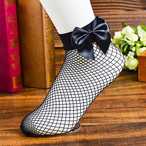 Amazon Img製作所 網ソックス リボン付き 黒 黒色 ブラック ブラック レディース 1ペア2足セット 網 タイツ ネット ショート Socks 靴下 可愛い フリル 網靴下 セクシー ソックス 通販