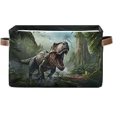 Bzocm Dinosaur Rectangular Storage Basket Animal Print Organizer Bin Shelf Baskets For Clothes Gifts For Home Office Dorm