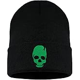 Zgboaht Embroidered Beanie for Men Women Stretch Knited Winter Hat Warm Cuffed Skeleton Hat Skull Cap