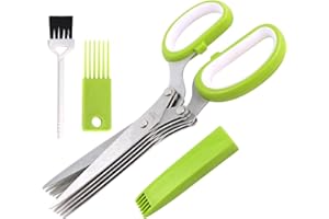 SHANGTIANFENG Herb Scissors with 5 Blades and Cover,Kitchen 5 Stainless Steel Blade Herb Cutting Shears Scissors, Shredding Scissors for Paper,Food Salad Herb Cilantro Cutter Mincer Chopper Garden Kitchen Gadgets