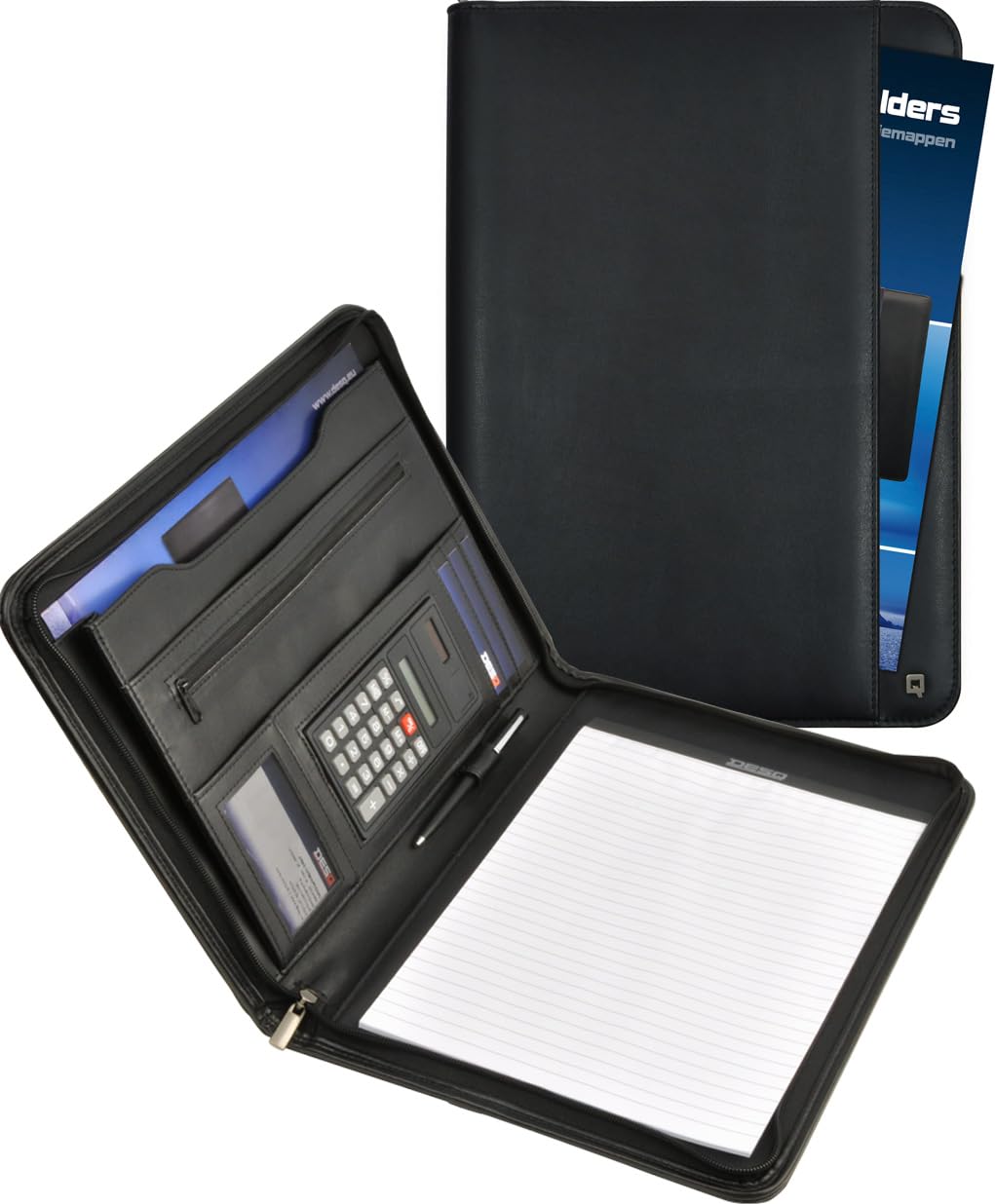 DESQ® 3685 A4 Writing Case with Calculator, All-Round Zip, Dutch Design