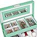 4Queens PU Jewelry Box Jewelry Case with Mirror and Lock Green&White