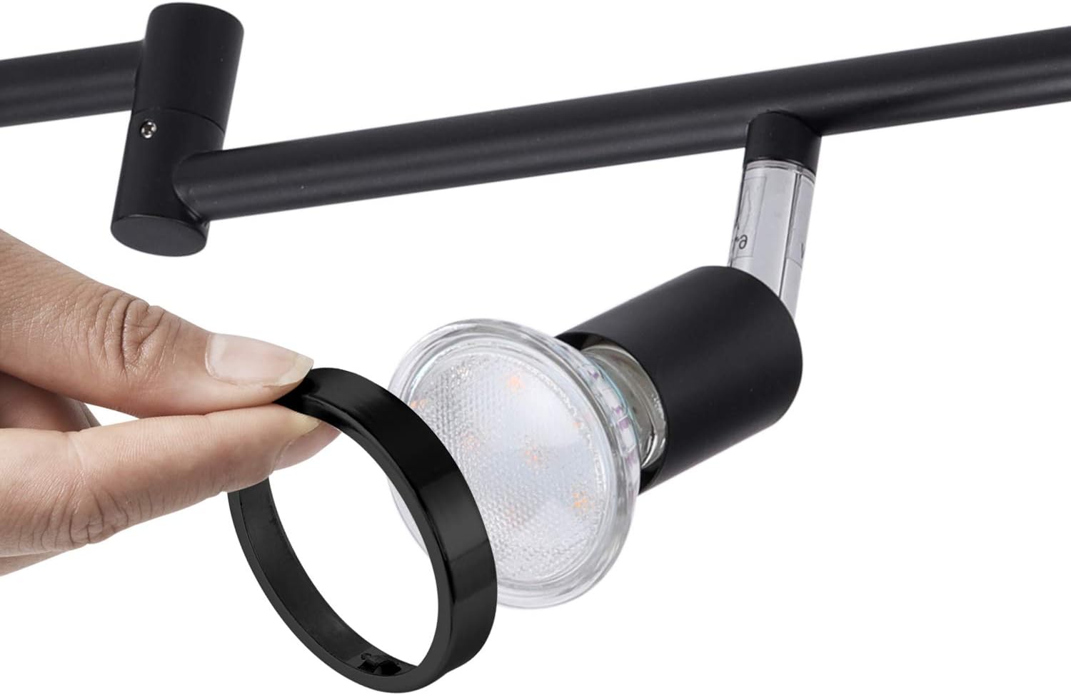 AIBOO LED Light Bulb Trims for Black Ceiling Lights Removable & Protective GU10 Light Bulb Trims for Ceiling Spotlight Bar Black (6 Pack) - Image 3