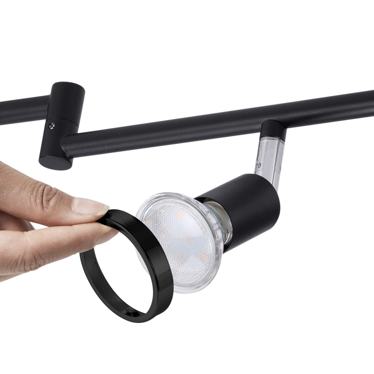 AIBOO LED Light Bulb Trims for Black Ceiling Lights, Removable & Protective GU10 Light Bulb Trims for Ceiling Spotlight Bar Black (6 Pack)