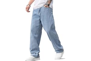 LuminBlaze Baggy Jeans for Men Y2K Streetwear Vintage Wide Leg Loose Fit Denim Pants Hip Hop Skater Carpenter Jeans