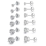 MASOP Sterling Silver Round Clear Cubic Zirconia CZ