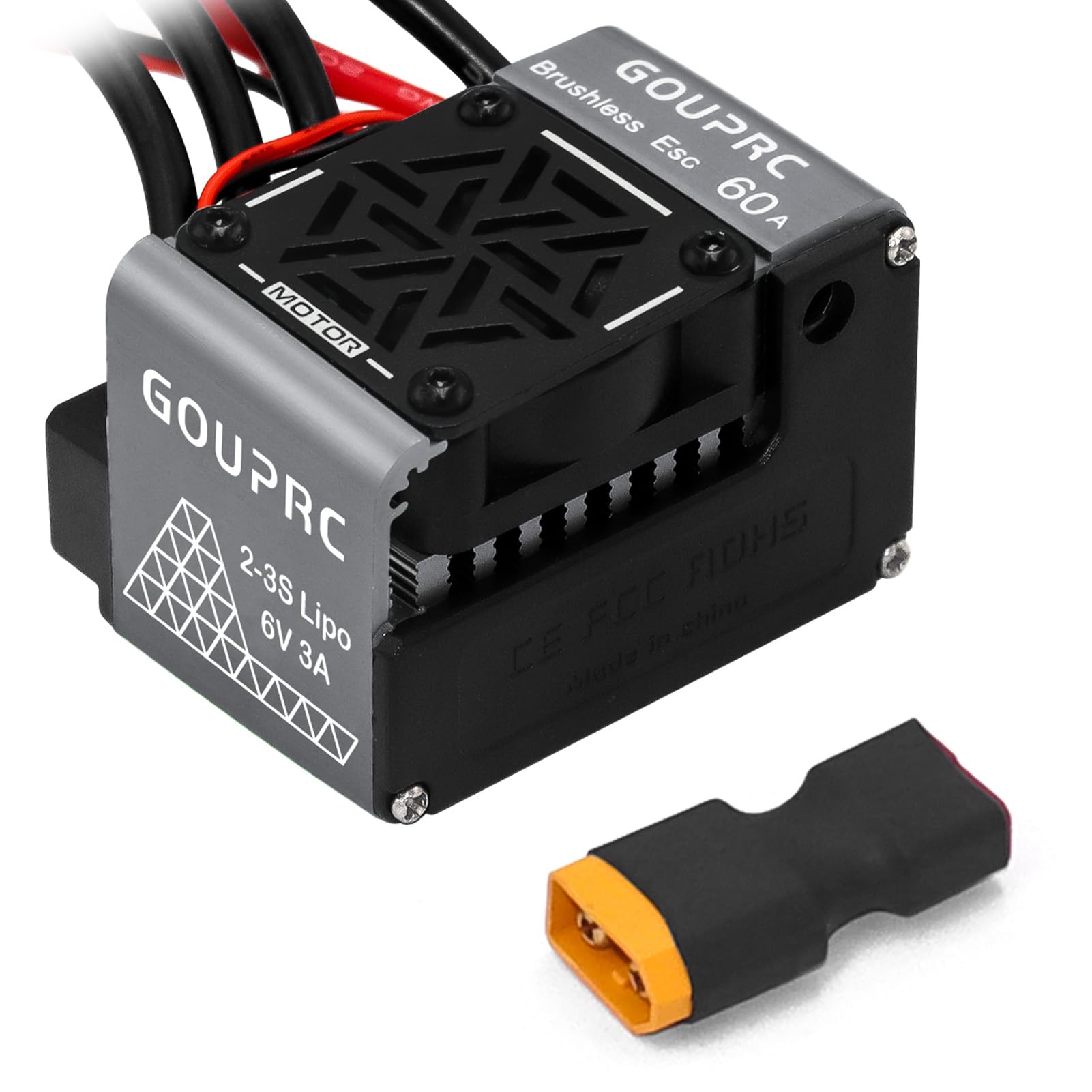 Photo 1 of GOUPRC 2S-3S 60A Brushless ESC Waterproof Electronic Speed Controller for 1/10 RC Car Truck Off-Road