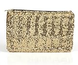 Leegoal Black,pink,silvery,golden Dazzling Glitter Sparkling Bling Clutch Shiny Sequins Evening Party Bag Handbag (Gold)