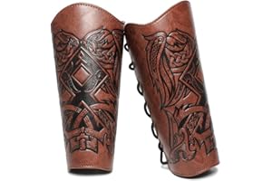 Medieval Leather Bracers for Men Angel Wings Embossed Viking Arm Armer Cuff Leather Gauntlet Wristband Costumes Accessories