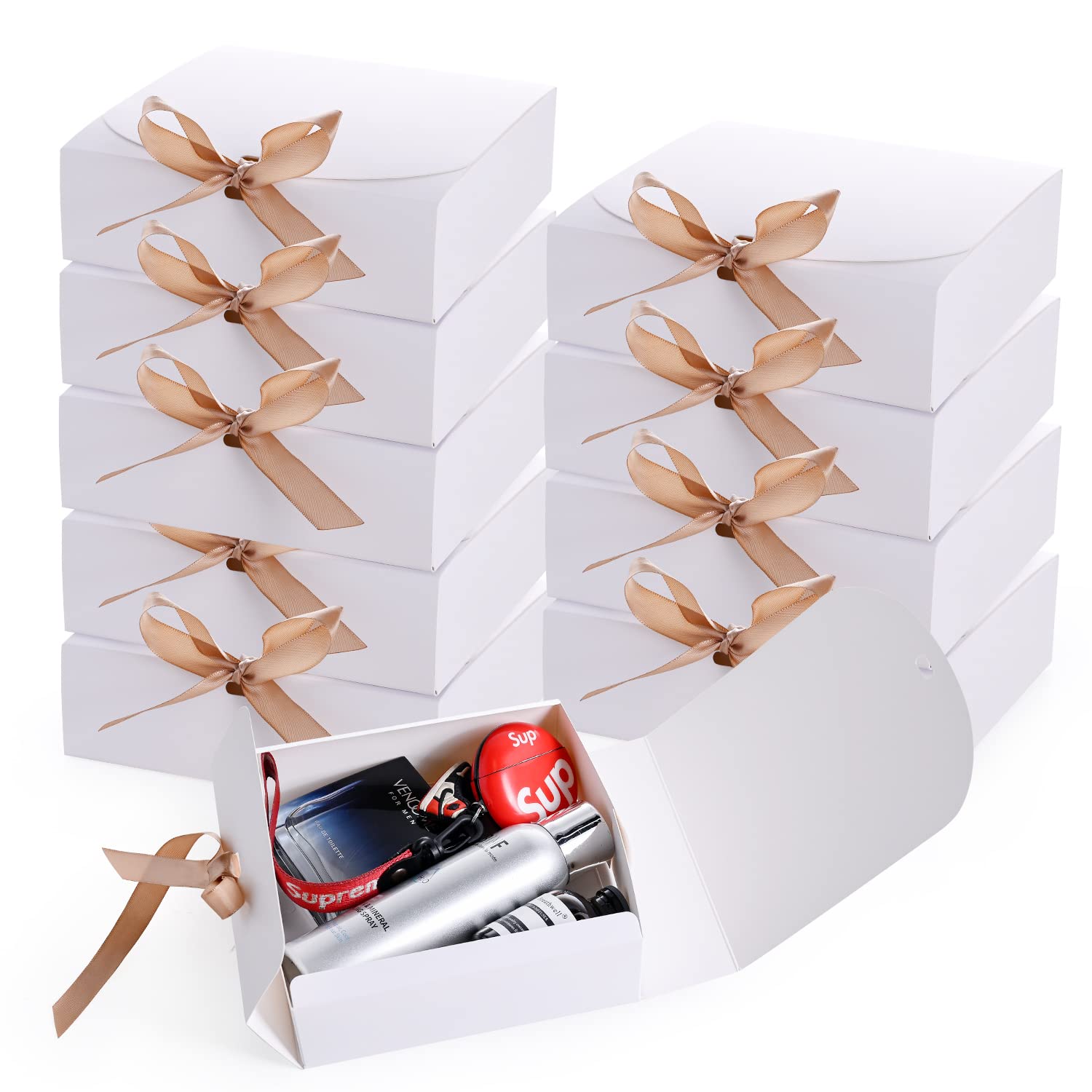 Gift Boxes with Lids,Goomp 10PCS 6.3 x 6.3 x 2 Inch Bridesmaid Proposal Box Gift Boxes for Presents for Wedding Gift Birthday Christmas Packaging Chocolate Cupcake Crafting