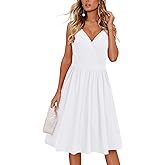 VOTEPRETTY Women's V Neck Floral Spaghetti Strap Sundress Casual Summer Party Swing Dress with Pocket