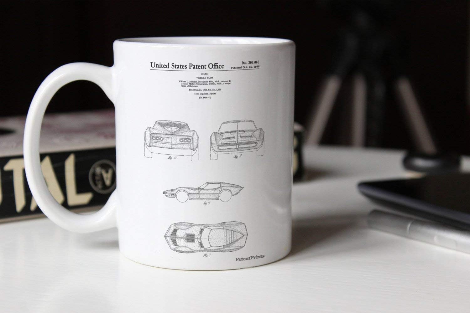 1966 Corvette Mako Shark II Patent Mug Car Canvas Corvette Mug Classic Car Decor Corvette Mug PP0339