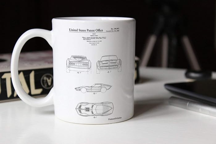 1966 Corvette Mako Shark II Patent Mug Car Canvas Corvette Mug Classic Car Decor Corvette Mug PP0339