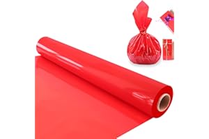 SYOGUA 100 ftx34 in Extra Wide Red Cellophane Wrap, Translucent Festive Red Cellophane Wrapping Paper for Gift Baskets, Colored Cellophane Wrap Roll for Treats, Cookies, Holiday, Christmas Decoration