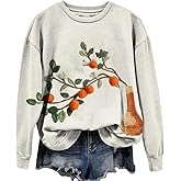 BAIREG Women's Floral Print Long Sleeve Crewneck Sweatshirt Loose Fit Comfortable Casual Pullover Tops for Women