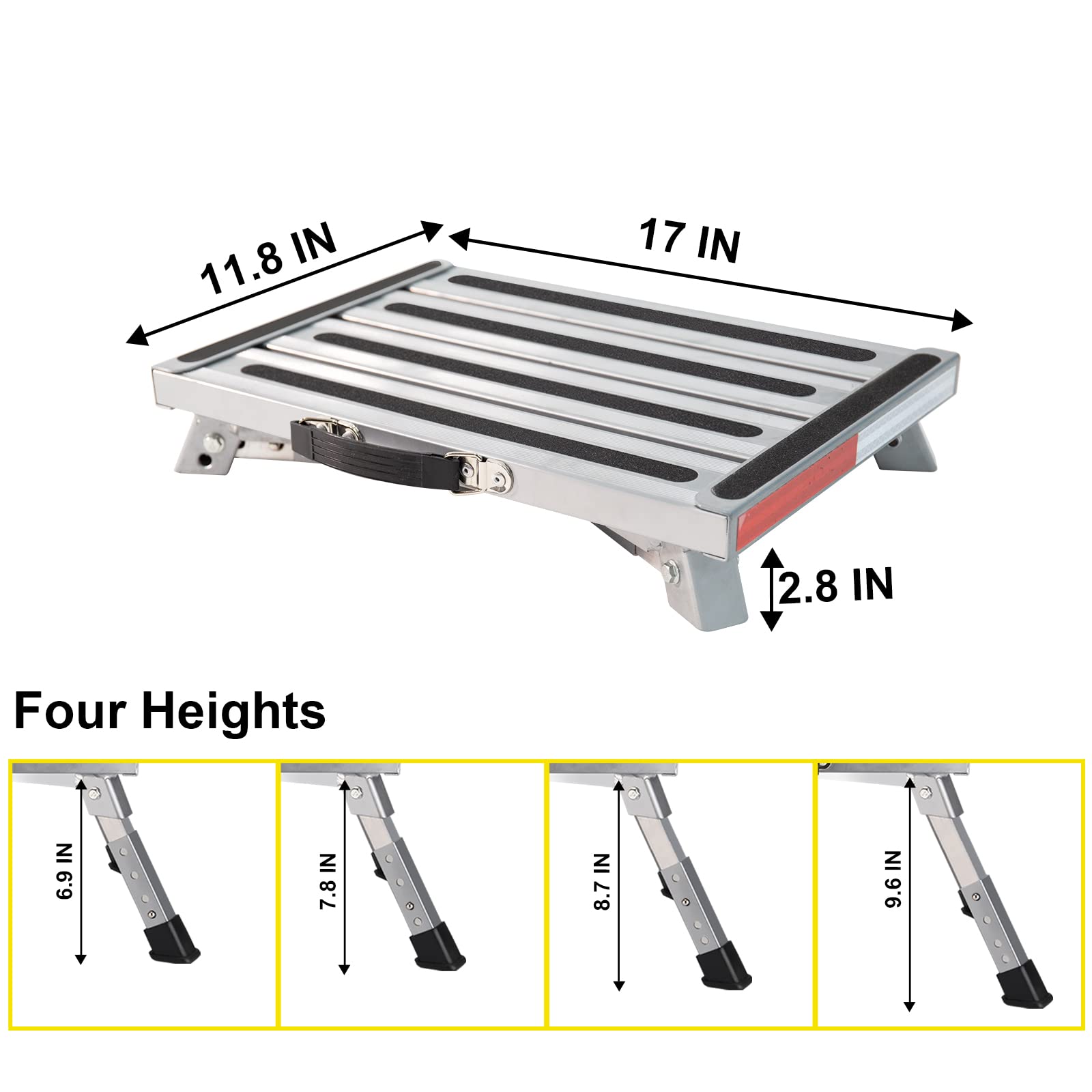 Safety RV Steps, Yagud Height Adjustable Folding Platform Step with 17