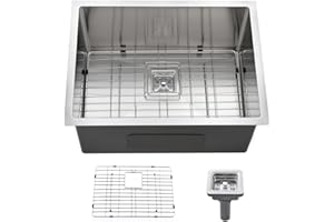 BoomHoze Undermount Laundry Sink, 23 x 19 x 12 Inch Deep Single Bowl 16 Gauge Stainless Steel Laundry Room Utility Sink with Square Drainer