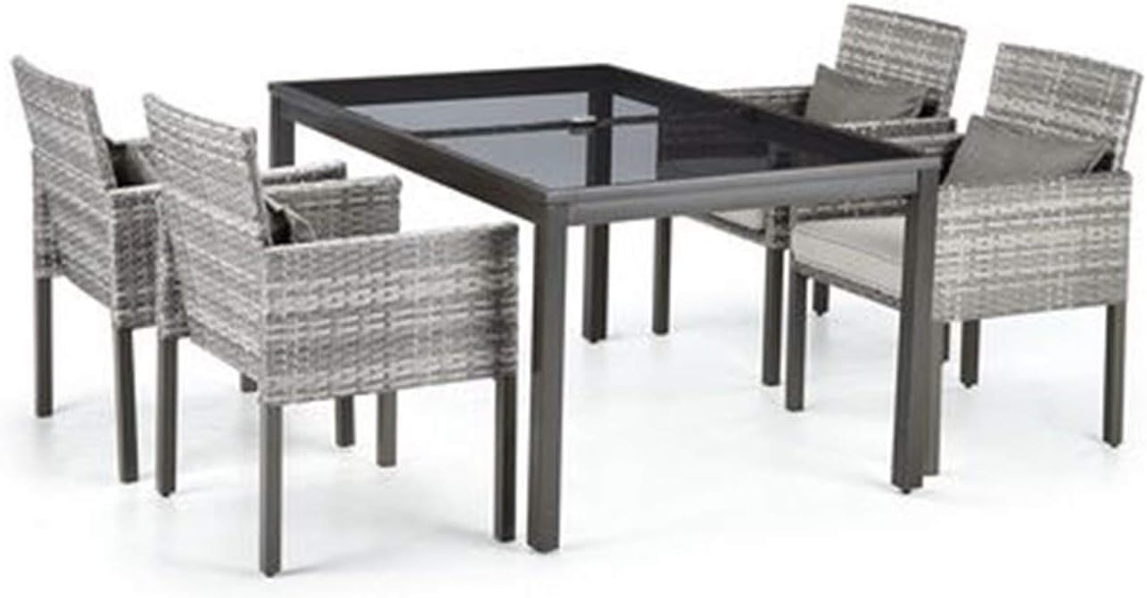 Patio Dining Set Patiotrends Sarasota 5 Piece Patio Dining Set All Weather Synthetic Wicker 1 Table 4 All Weather Synthetic Wicker Chairs 8 Mildew Resistant Uv Resistant Cushions Amazon Ca Patio Lawn Garden