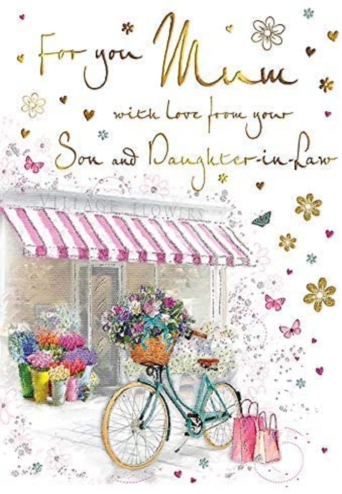 Regal Publishing Traditional Mother's Day Card Mum from Son & DIL - 9 x 6 inches,Gold