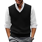 PJ PAUL JONES Mens V-Neck Knitted Sweater Vest Solid Plain Sleeveless Pullover Knitwear