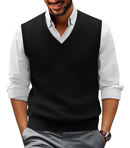 Men Women Knitted Cotton V-Neck Vest JK Uniform Pullover