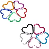 Mabor 10Pcs Heart Shaped Carabiner Cute Carabiner Clip Small Keychain Clip Aluminum Alloy Carabiner Clip Heart Shape Key Ring Mini Snap Hooks Keychain for Water Bottle Holder Traveling