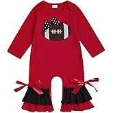 Rourufy Valentines Baby Girl Outfit Newborn Heart Polka Dot Ruffle Onesie One Piece Jumpsuit Infant Spring Cute Clothes