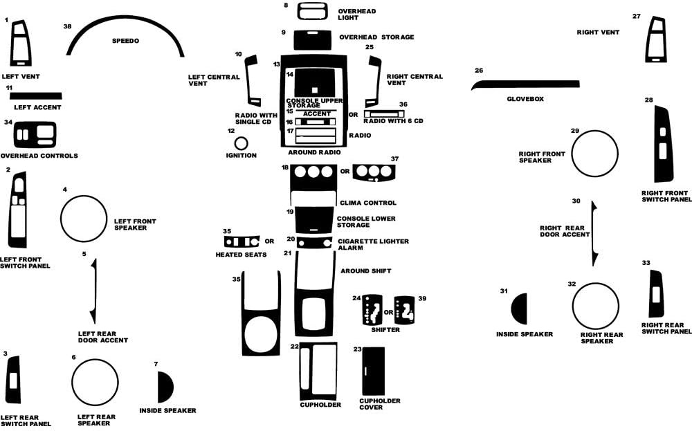 Rvinyl Rdash Dash Kit Decal Trim for Nissan Altima 2005-2006 - Wood Grain (Burlwood Dark)