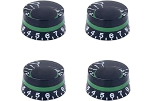 XIYANGJUAN 4pcs Electric Guitar Knobs Black Green Top Hat Knob Speed Volume Tone Control Knobs for Les Paul Style Guitar Parts Replacement