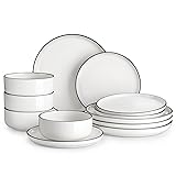 MALACASA Plates and Bowls Sets, 12 Pieces Modern