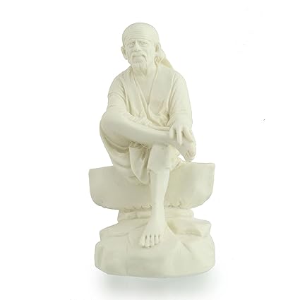 Divine Gifts Sai Baba Idols For Car Dashboard | Saibaba Statue White For Home Decor