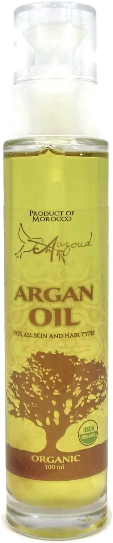 Auzoud Organic Cosmetic Argan Oil, Supports North African Women Farmers, Cultivated on Protected UNESCO World Heritage Site, USDA Certified Organic, Hand-Picked, Cold-Pressed, 3.38 oz (100 ml)