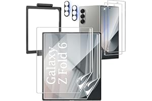 CWQZGUF [2Set 6PCS] Galaxy Z Fold 6 5G Screen Protector, 2 Inner TPU Film + 2 Outer Tempered Glass + 2 Camera Lens Protecter with Positional Mouting Frame, Bubble Free for Samsung Galaxy Z Fold 6 5G