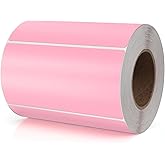 Meitaat Pink Rectangle Stickers 4 x 2 Inch Color Coding Labels Vinyl Roll Self-Adhesive Waterproof Removable 500 PCS