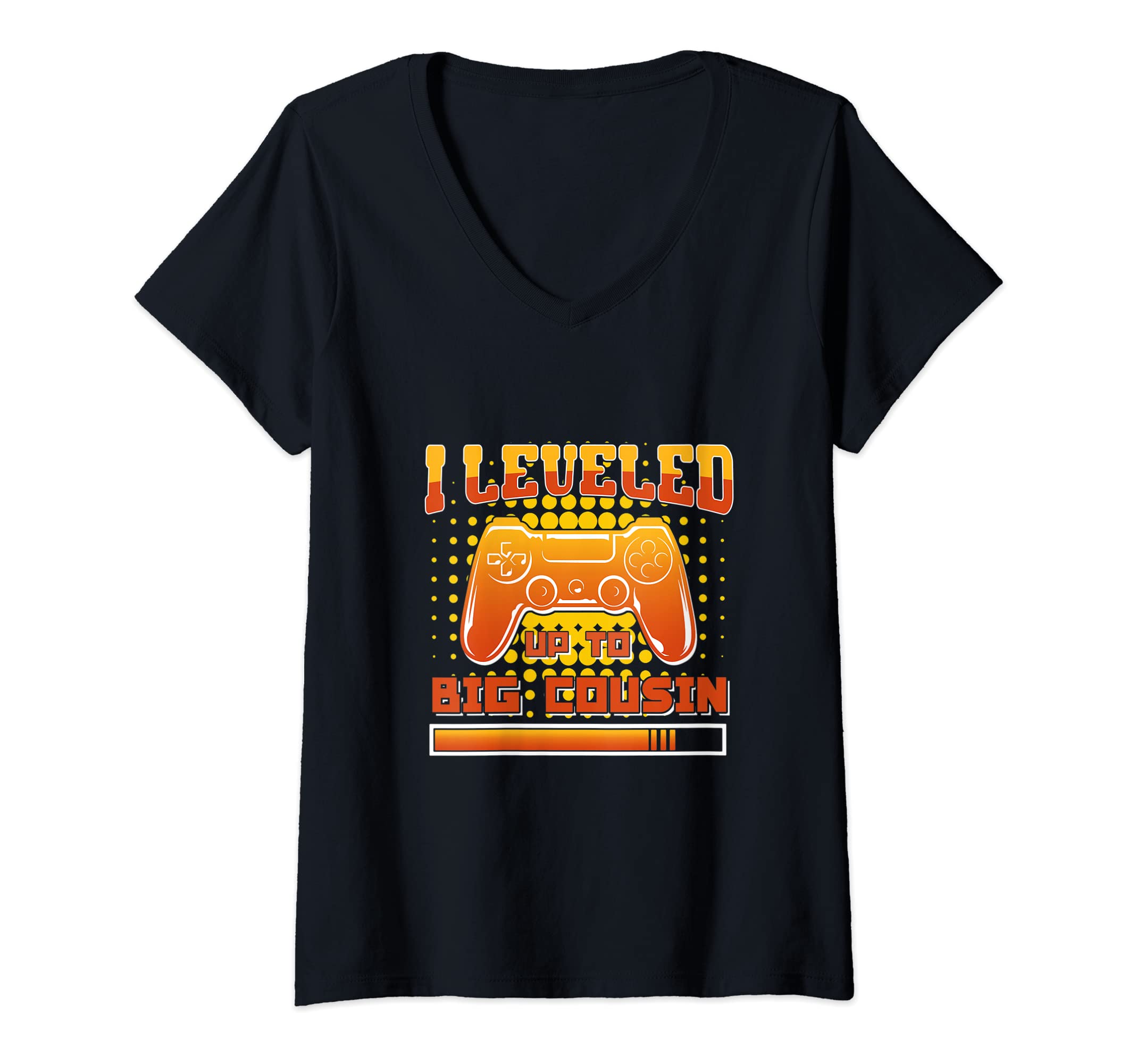 Womens I Leveled Up To Big Cousin Arcade Game Over Play Game Gaming V-Neck T-Shirt