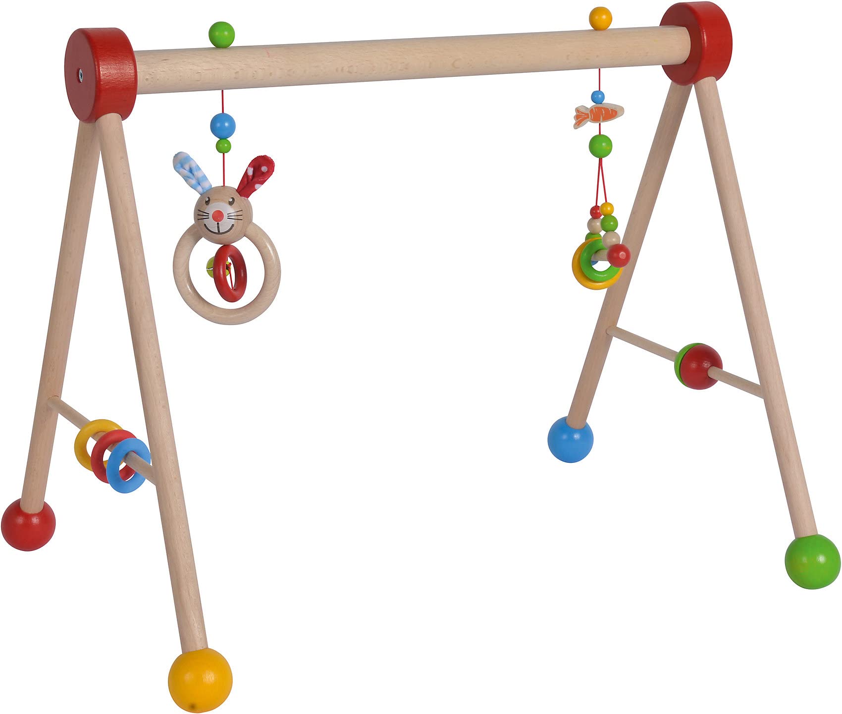 Eichhorn, Baby Gym, with Game and Gripping Function, Play Trapeze with Coloured Hanging Elements and Wooden Balls, Made of FSC 100% Certified Beech Wood, 46 x 56 x 42 cm, from 3 Months