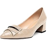 YODEKS Women's Chunky Heel Pumps Low Block Heel Pointed Toe Slip on Dress Pump Shoes for Work Casual Daily Life Party Dress Shoes