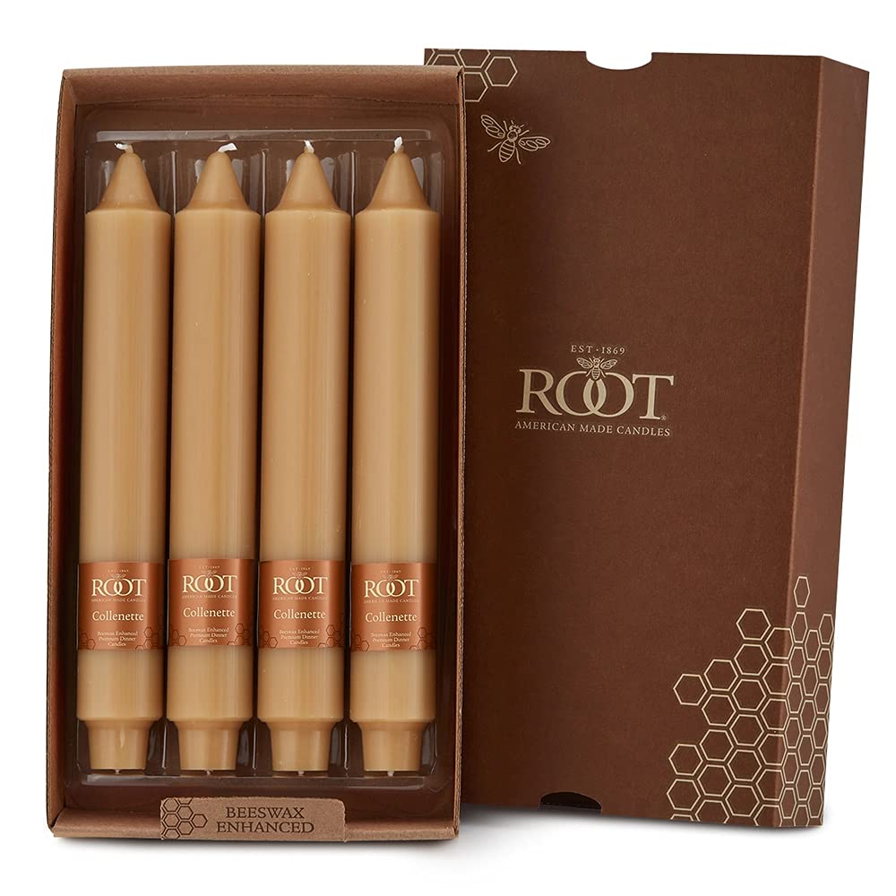 Root Candles Unscented Dinner Candles Premium Handcrafted Boxed Candle Set, 9-Inch, Beeswax, 4-Count Image