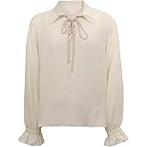 HidmFaw Renaissance Shirt for Men Medieval Pirate Vampire Top Gothic Clothes V-neck Lantern Sleeves Victorian Costume