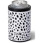 Swig Life Standard Can Cooler, 12oz Insulated Bottle & Can Holder, Stainless Steel Cooler, Covers for Standard 12 oz Beer Bottles, Beach Accessories for Women (Spot On)