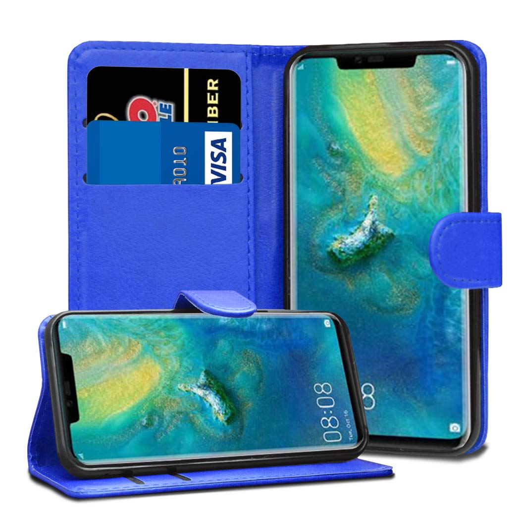 Compatible With Huawei Mate 20 Pro Cases - Premium Wallet Leather Flip Case Cover For Huawei Mate 20 Pro [Card Holder] [Magnetic Closure] (Blue)