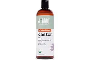 J MAC BOTANICALS Organic Castor Oil, Cold Pressed (16 oz) BPA Free, Castor hexane free, for face, skin, eyelashes, Certified USDA Organic