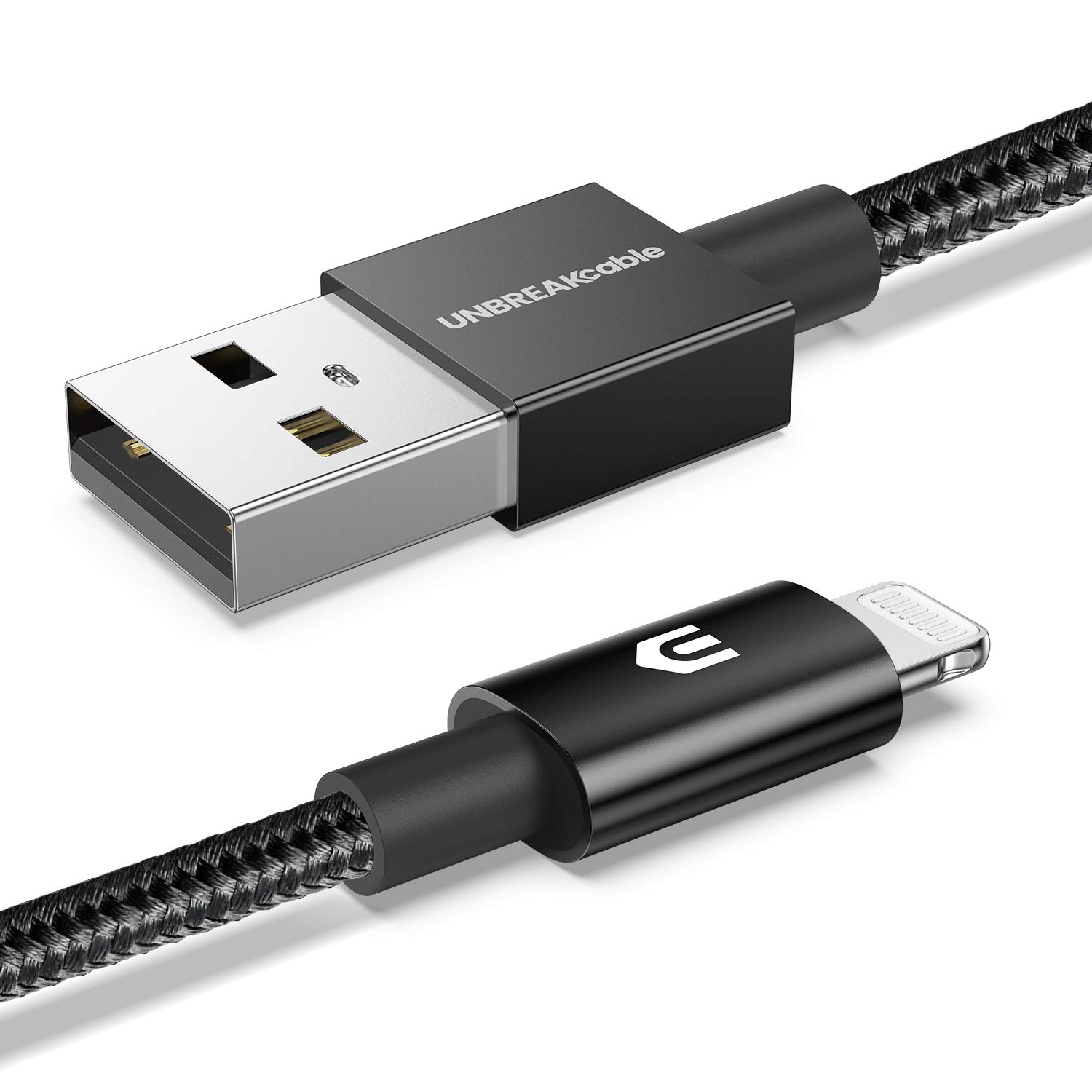 UNBREAKcable iPhone Charger Cable [Upgraded C89 Apple MFi Certified]Nylon Braided Apple Charger USB Fast Charging Lightning Cable for iPhone 11 Pro Xs Max XR X 8 7 6s 6 SE 5 5s iPad iPod-3.3ft, Black