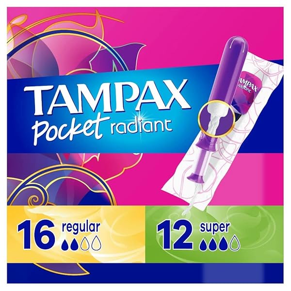 TAMPAX POCKET RADIANT DUO PACK, REGULAR/SUPER, UNSCENTED, 28 CT (PACK OF 4)