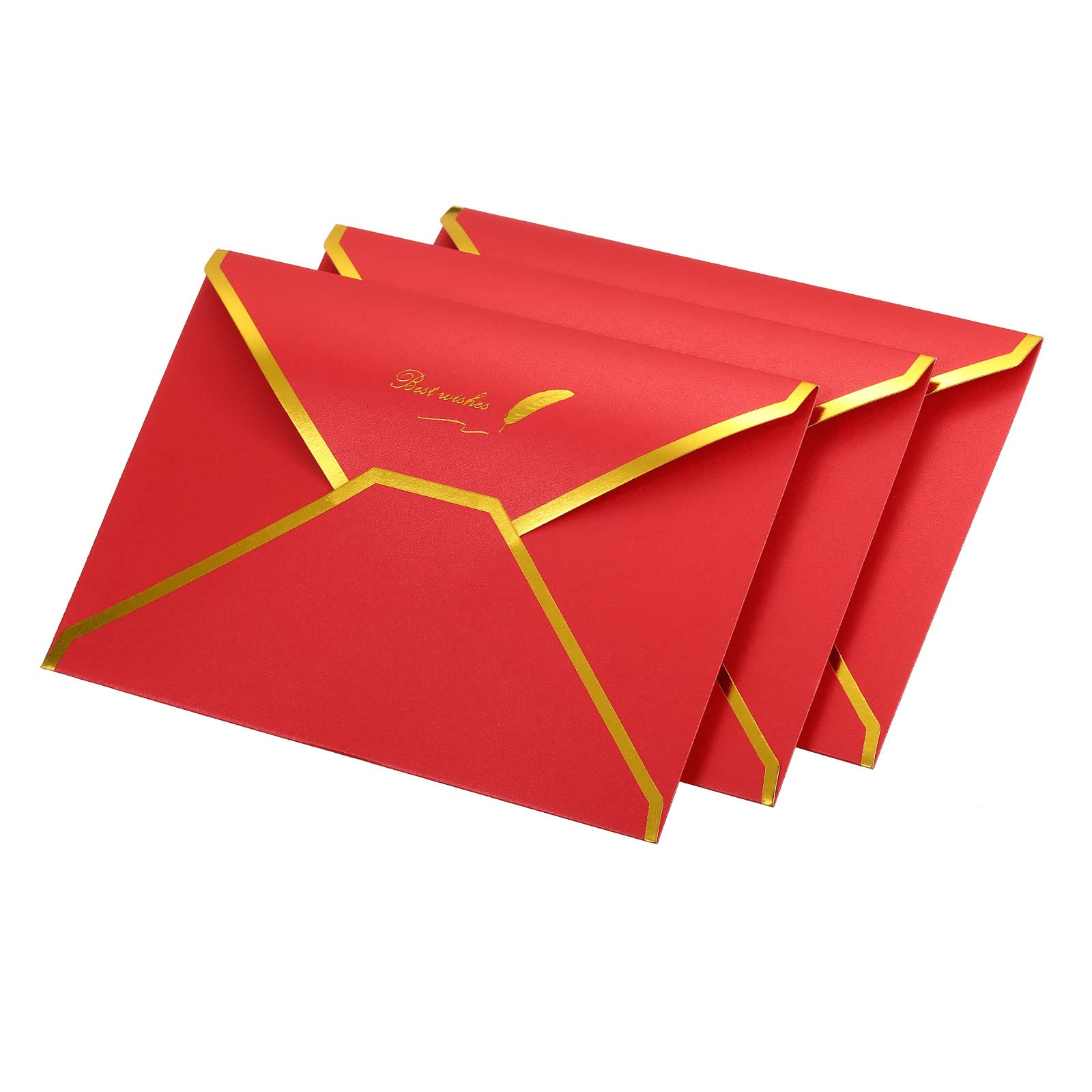 YOKIVE 10 Pack Gift Card Envelopes, V Flap Foil Border | Mini Luxury Mailing Envelope, Great for Invitations Weddings Birthdays(Red)