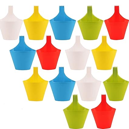 GreenBourne Plastic Hook Hanging Pot, Multicolor 29 x 12 x 22 cm, 15 Pieces