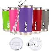 BJPKPK Insulated Tumbler With Lid And Straw 20 oz Stainless Steel Coffee Mug Thermal Cup,Purple